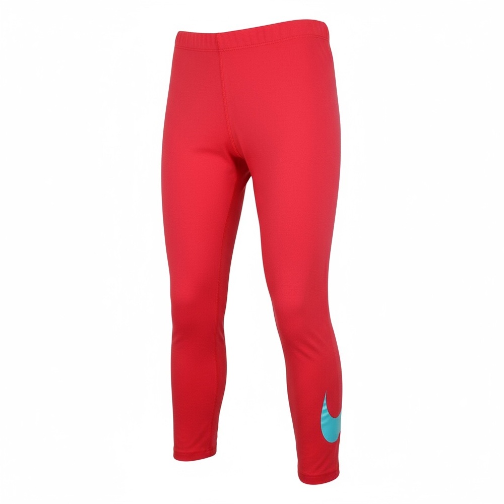 Nike Coral Leggings with Aqua Blue Swoosh Logo | Size Small